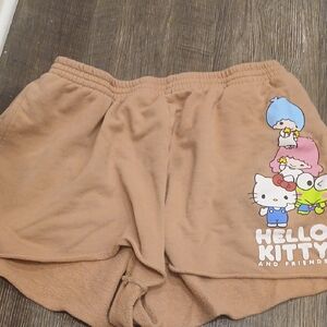 Hello Kitty Brown Athletic Shorts with Elastic Waistband